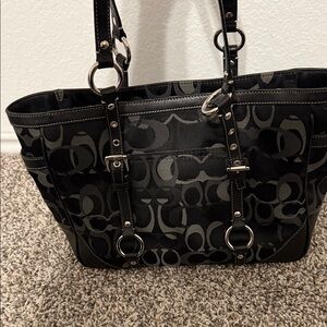 Coach Black and Gray Signature Tote
